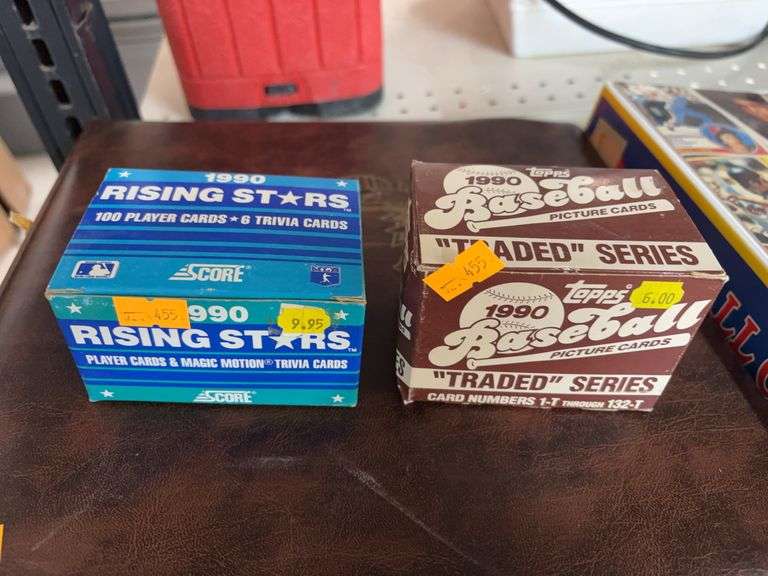 1990 rising stars player cards and trivia cards. 1990 baseball picture cards. image