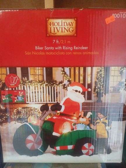 Biker Santa with riding reindeer image