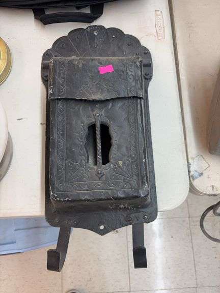 antique cast iron wall-mounted mailbox image