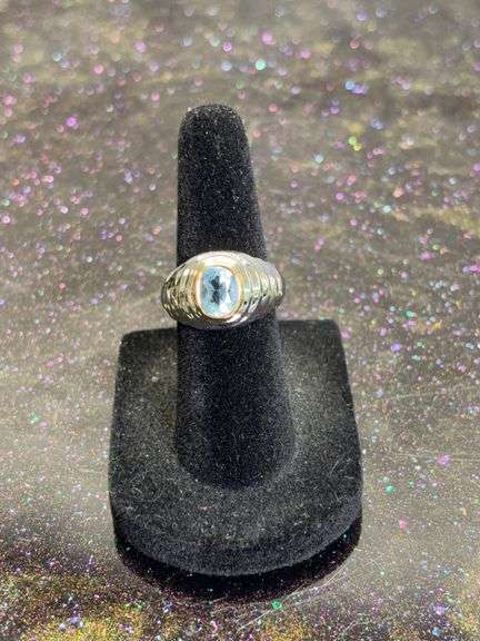 .925 silver ring with aquamarine stone image