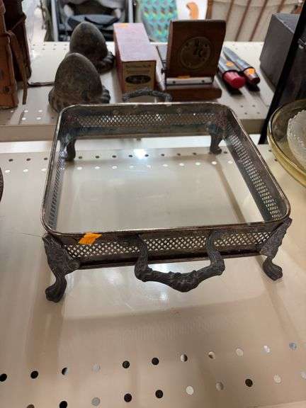 silver-plated chafing dish holder, silver-plated serving bowl image