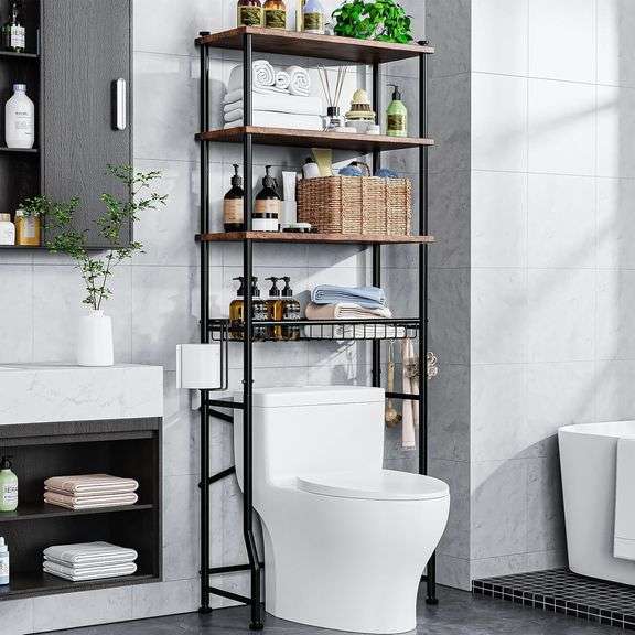 Over-The-Toilet Storage Shelf,4-Tier Bathroom Organizer Cabi image