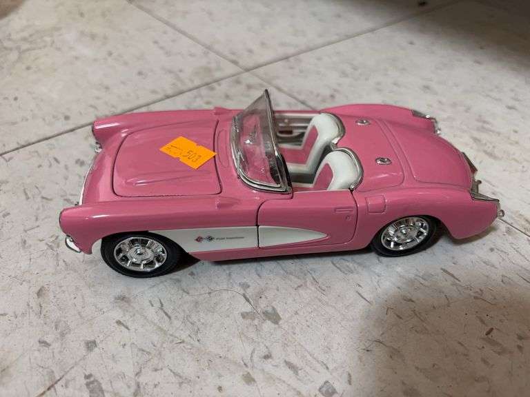 1957 Chevy corvette pink die cast car image