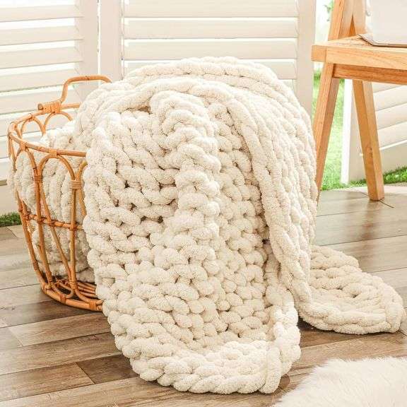 Bigacogo Chunky Knit Throw Blanket for Couch, 40x60 inches, image