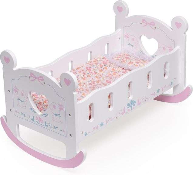 ROBUD Wooden Baby Doll Crib, Baby Doll Bed Toys, for Dolls U image