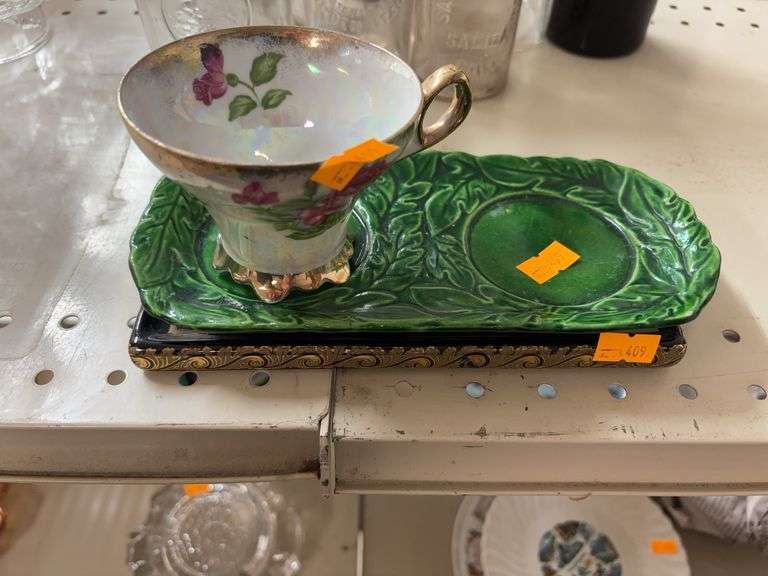 Tea cup and 2 glass trays image