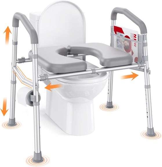 Toilet Seat Riser for Seniors, 500lb Anti-Wobble Anti-Tip De image