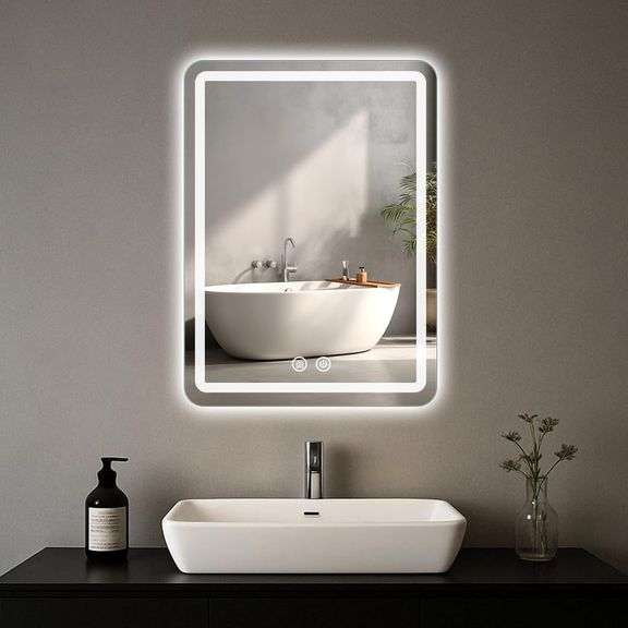 LED Bathroom Mirror, 16 x 24 Inch Anti-Fog Bathroom Mirror w image