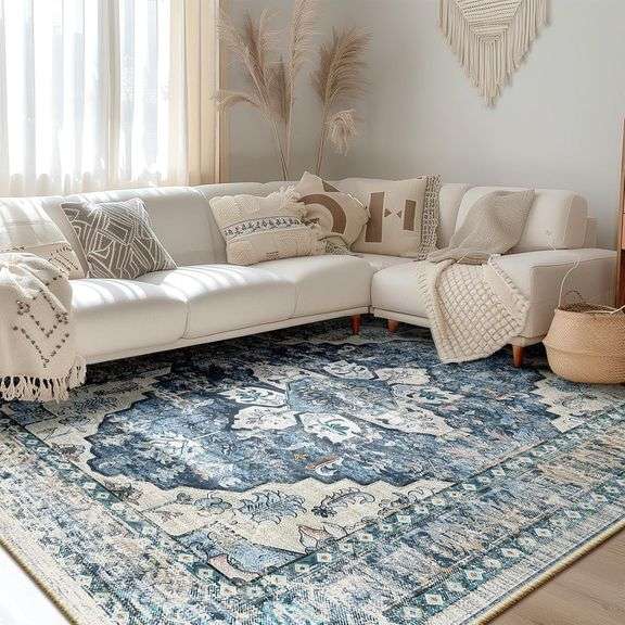 $110 BESTSWEETIE Blue Vintage Area Rug, 8x10, Chenille, Mach image