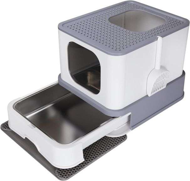 RIZZARI Stainless Steel Cat Box: Enclosed Design with High W image