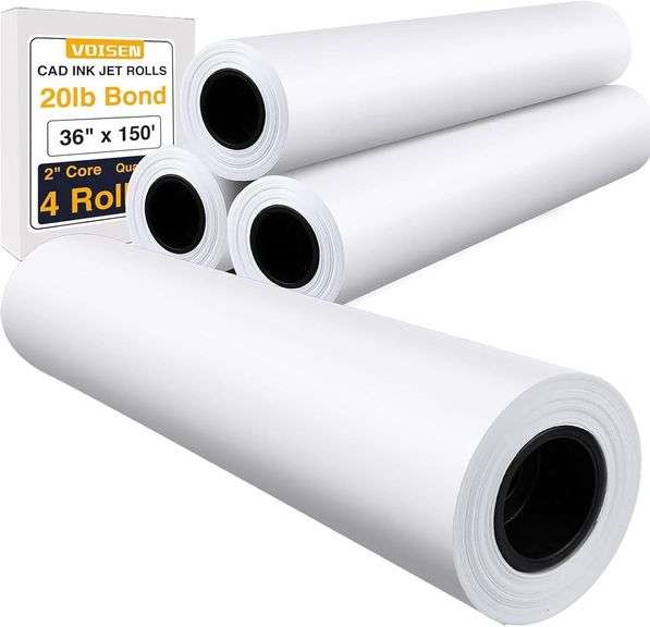 VOISEN Wide Format Paper,4 Rolls Plotter Paper 36 In x 150 F image