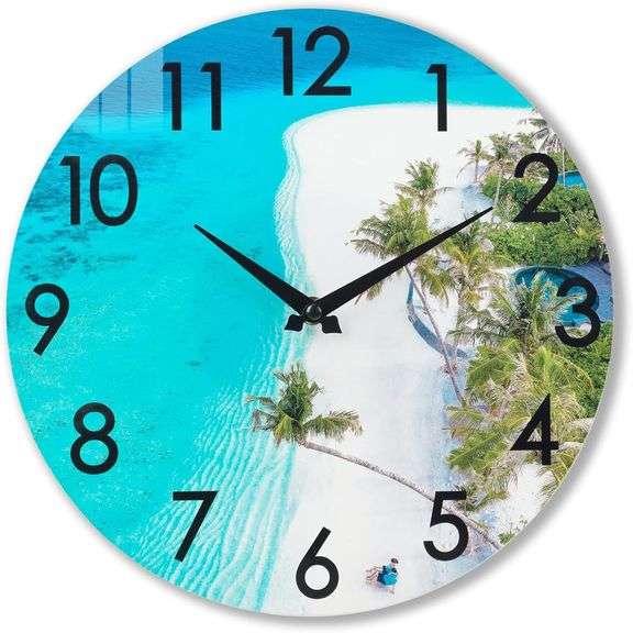 14 Inch Indoor Outdoor Clock Waterproof - Coastal Beach Styl image