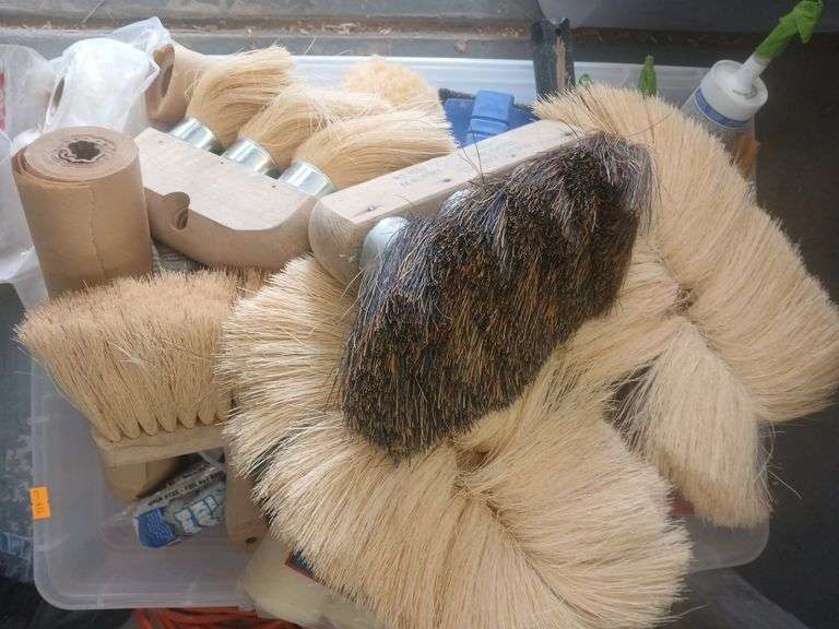 Bin of misc painting supplies image