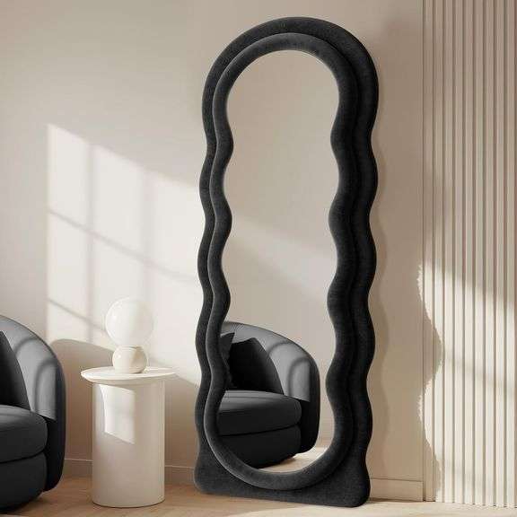 $117 Full Length Mirror 63"x24" Arched Wavy Full Body Wall M image