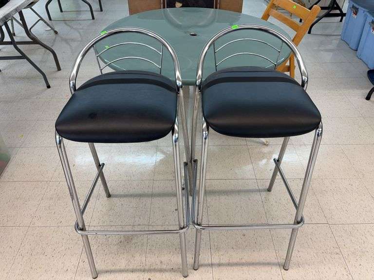 2 bar stools leather image