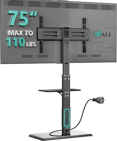 WALI Floor TV Stand with Power Outlet & AV Shelf, Tall TV St image