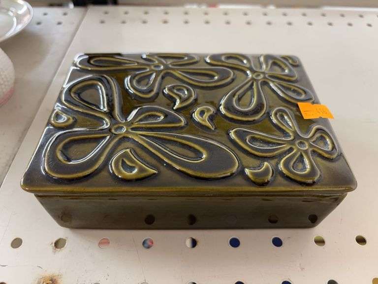 Haeger green ceramic dish image