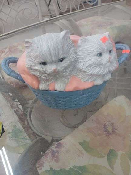 Kittens in basket cookie jar image