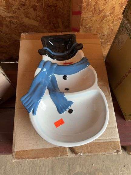 Snowman serving tray glass image