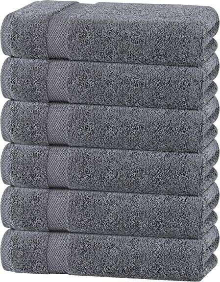 White Classic Wealuxe Grey Towels for Bathroom 6 Pack, Cotto image