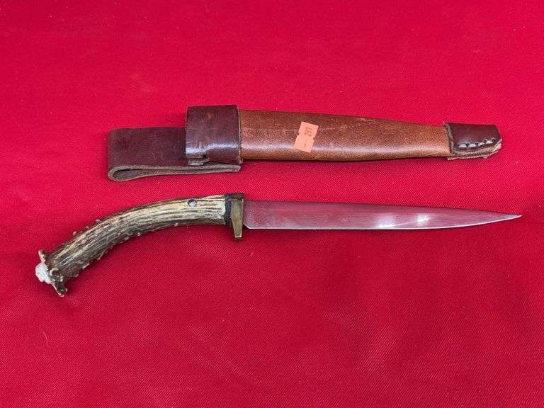 Homemade knife with antler handle image