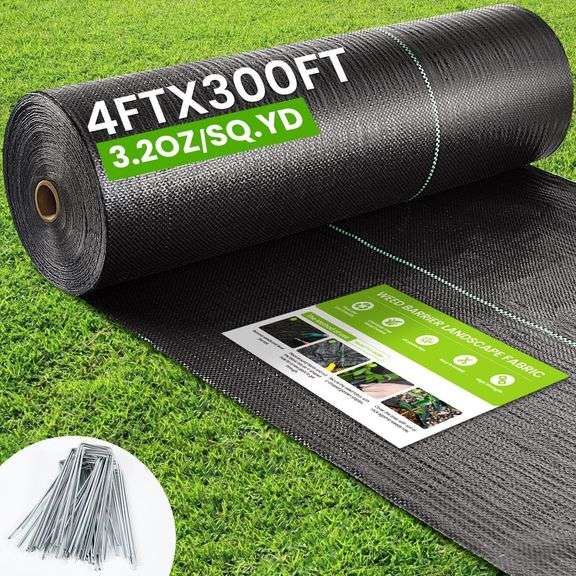Rintea 4FTX300FT Weed Barrier Fabric, 3.2oz Landscape Fabric image