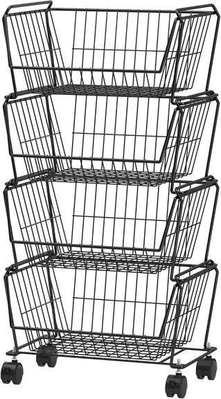 PUSDON 4-Tier Stackable Metal Storage Baskets, Anti-Rust Fru image