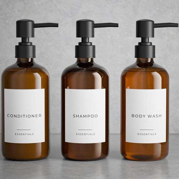 Stylish Shampoo and Conditioner Dispenser Set of 3 - Modern image