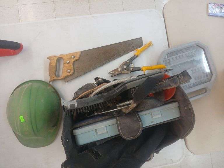Cobalt toolbag with misc tools/hardhat image