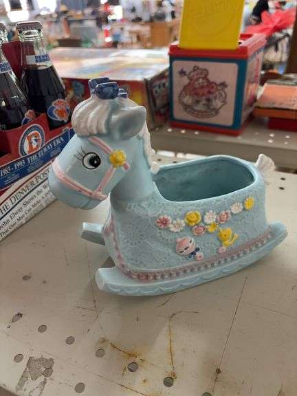 Napco ceramic rocking horse planters image
