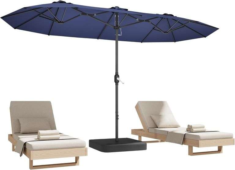 $136 15ft Patio Umbrella with Base,Large Outdoor Double-Side image