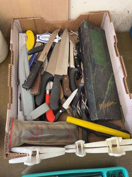 Box of miscellaneous kitchen utensils image