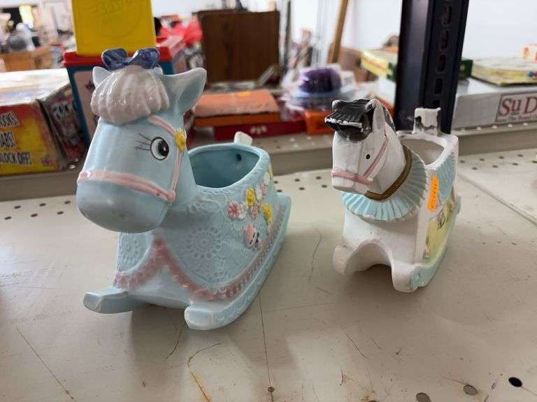Napco ceramic rocking horse planters image