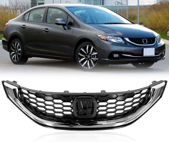 Front Grille w/Chrome Molding For Honda Civic 4 Door Sedan F image