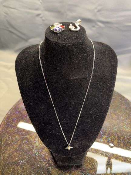 Sliver necklace with cross and 2 pendants image