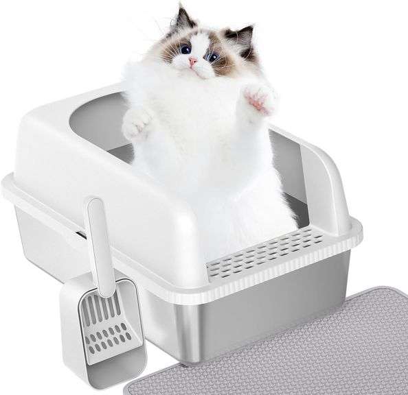 Prodigen Stainless Steel Cat Litter Box with Lid High Wall S image
