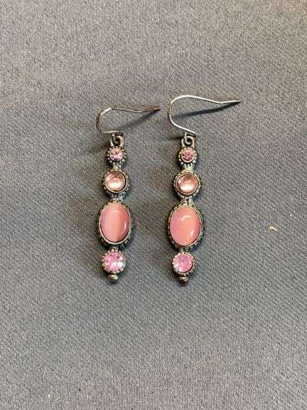 Pink beaded earrings costume jewelry image