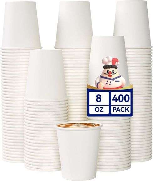 JOLLY CHEF 400 Pack 8 oz Paper Coffee Cups, White Beverages image