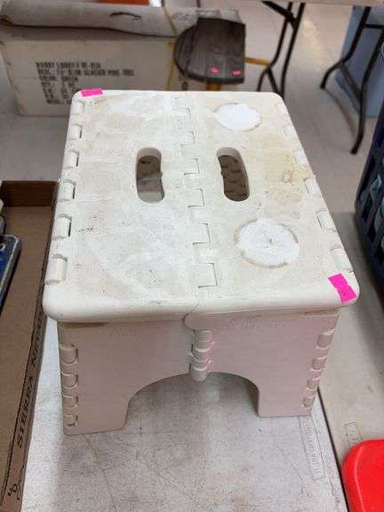 Small stool and license plates image