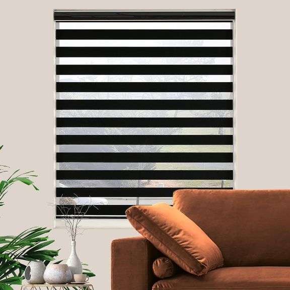 Blackout Zebra Blinds, Dual Layer Free-Stop, Room Darkening image