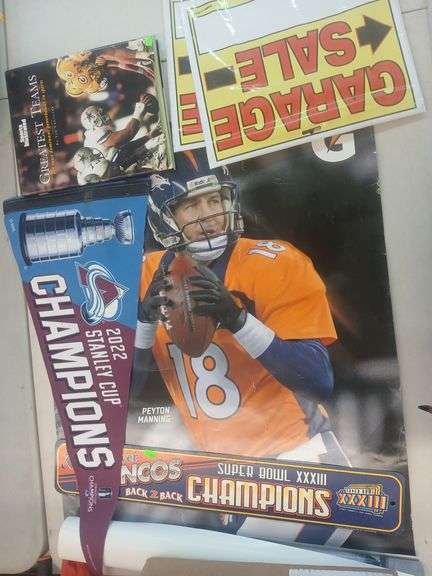 Broncos posters/sign/ garage sale signs image