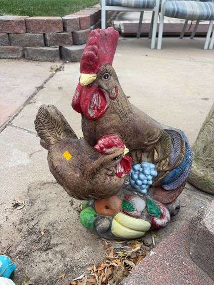 Rooster w fruit stone yard decoration image