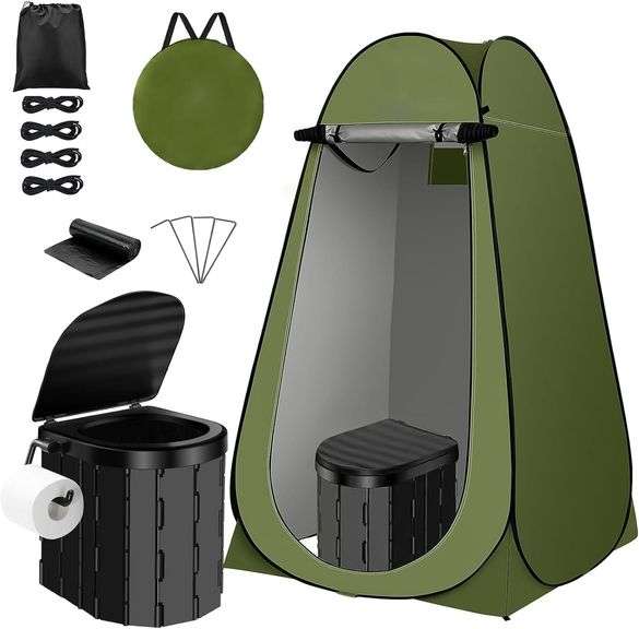Portable Toilet Kit, Camping Toilet with Pop-Up Privacy Tent image