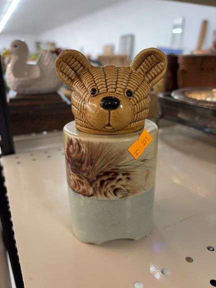 Vintage ceramic honey bear honey pot image
