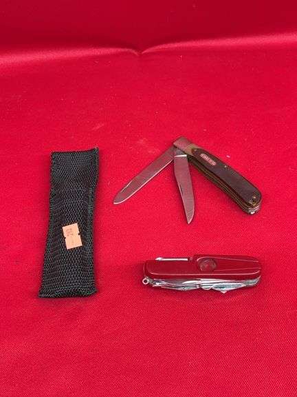 Old timer knife with sheath and Swiss Army knife image