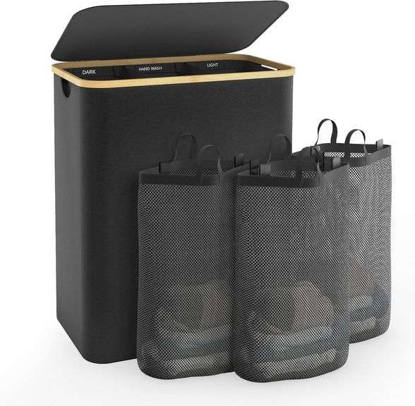 Hampers for Laundry Basket with Lid, 145L Extra Large 3 Sect image