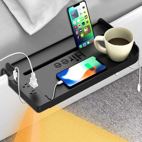 Bedside Shelf for Dorm Bunk Bed with USB Charging Port and A image