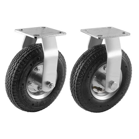 (2 Pack) RRQ 8 Inch Caster Wheels, Pneumatic Rigid Caster Wh image