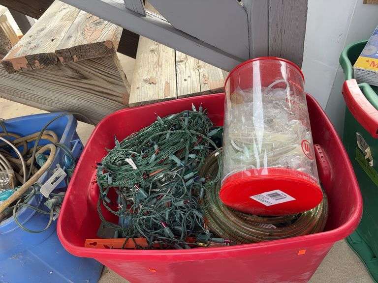 Tote of miscellaneous Christmas decorations image