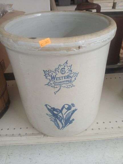 Vintage 6 gal stoneware croc image